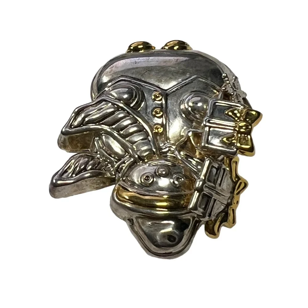 Vintage Best Snowman Brooch‎ Gold Silver Tone Christmas Winter Holiday Pin